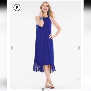 Chico's royal blue Petite Fringed-Hem Dress new women's size 3P